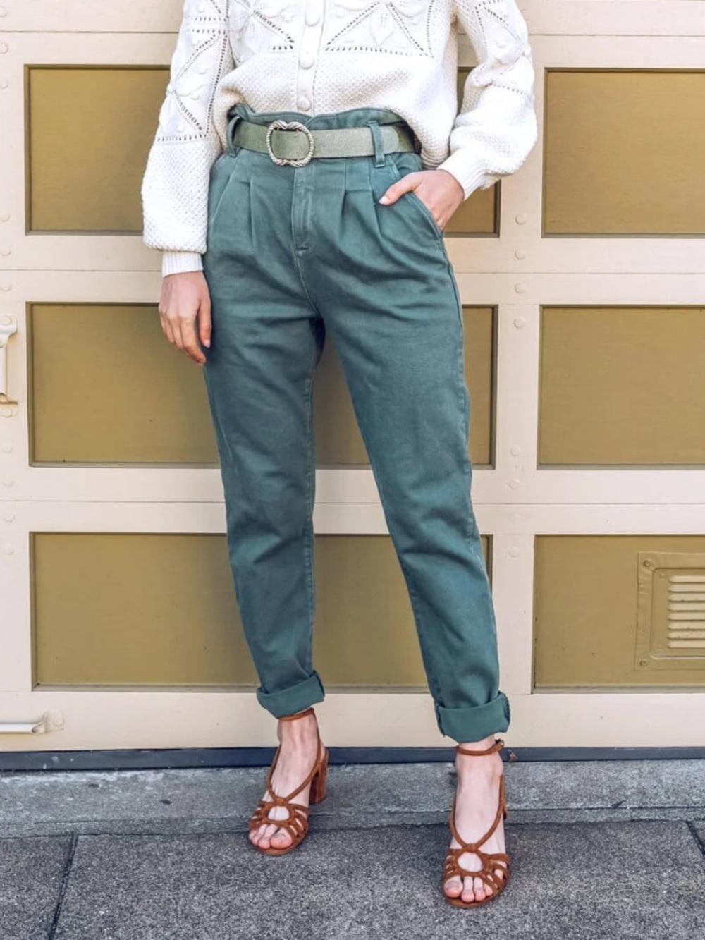 Sezane Austin Trouser Green Denim